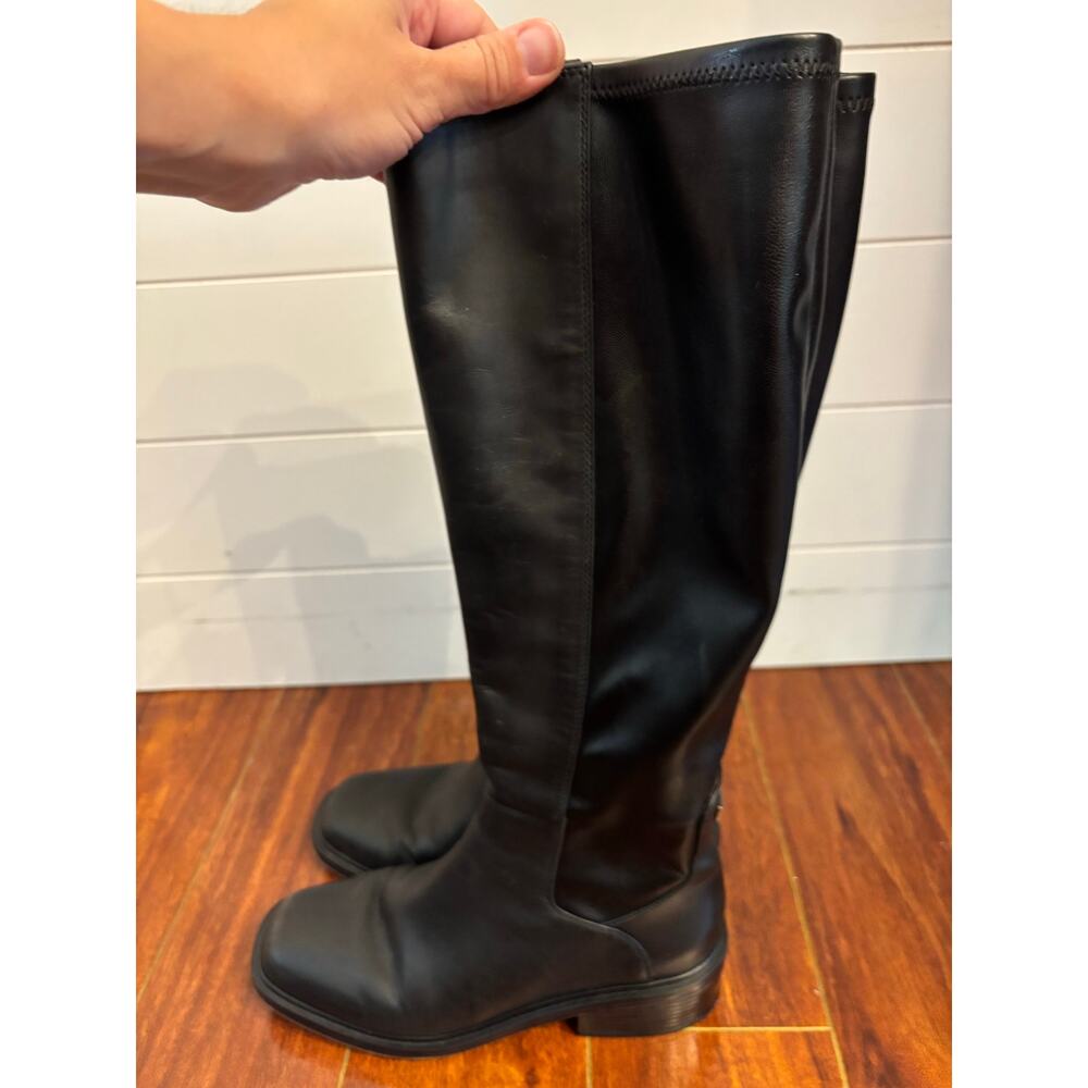 Franco Sarto Women’s Gisella Black Leather Boots Knee High Equestrian Size 7